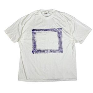 Vintage‎ 90s Art Frame White T Shirt Purple Graphic Print XXL